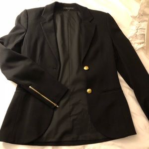 Theory black blazer with gold accents Sz 4